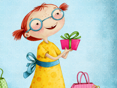 Nerdy girl character childrens illustration design girl illustration maria bogade mixed media present whimsical