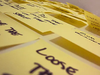 Brainstorming BDAs after before brainstorm brainstormer during indi young photo post it postit yellow