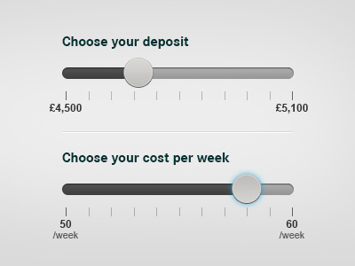 Budget selector slider budget cost deposit select selector slide slider week