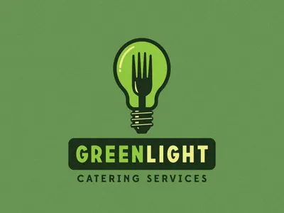 Greenlight Catering Services Logo Proposal - First Draft 50s catering catering services edmondsans florida food green light greenlight growcase identity jeff green light bulb logo logo design logo designer logotype retro south florida