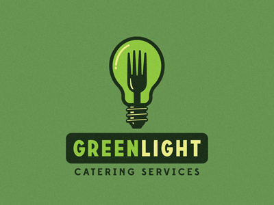 Greenlight Catering Services Logo Proposal - First Draft 50s catering catering services edmondsans florida food green light greenlight growcase identity jeff green light bulb logo logo design logo designer logotype retro south florida