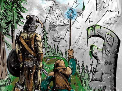 Skyrim color ancient comic book comic method digital painting dovvakin fantasy game graphic novel ink mountains photoshop post apocalypse rpg sheilds skyrim stone superhero swords tamriel video game warriors wizards