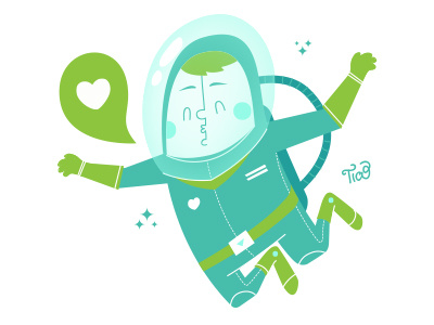 Love Mission astronaut color illustration paint space vector