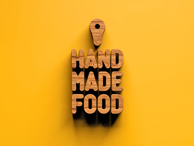 Hand Made Food 3d branding cinema4d font food logo render typography wood yellow