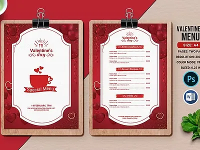 Valentines Party Menu Flyer advertising business cafe colorful creative drink fast food fast food menu food food menu food menu flyer hamburger meat menu ms word photoshop template restaurant restaurant menu valentines food menu flyer valentines food menu.