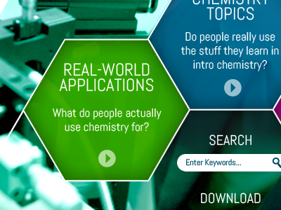 Chemistry videos website 1 button interface science vibrant web design