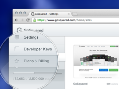 Account Area account analytics billing design gosquared overview ui