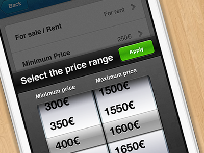 Select the price (iPhone App) app apply ios iphone iphone app maximum minimum mobile mobile app price range select