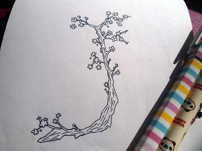 Letter J alphabet hand lettering japanese blossoms letter j pen sketchbook typography