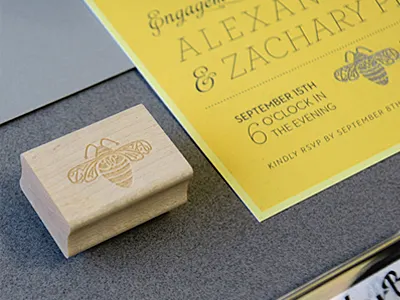 Honey Bee Monogram bee gray icon monogram rubber stamp stamp yellow