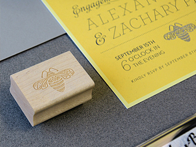 Honey Bee Monogram bee gray icon monogram rubber stamp stamp yellow