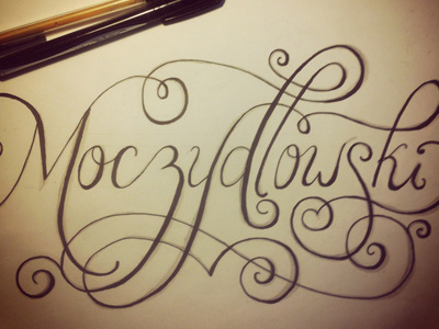 Moczydlowski hand drawn type lettering script sketch