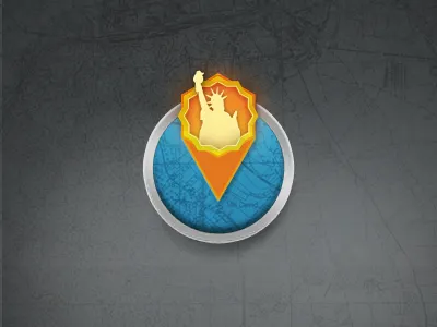 Let's hear it for New York badge game map statue of liberty new york ui