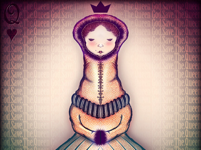 God Save The Queen crown digital heart illustration queen save