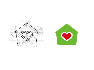 Logo Development brand development guidelines heart home house icon logo symbol wip