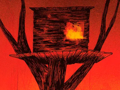Tree House drawing fire house poster texture tree wood