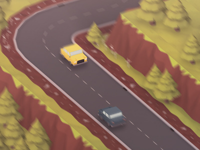 Cliff 3d car drive game hill isometric low low poly lowpoly maya paper photo photoshop poly road safety shop speed