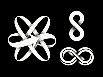 Icons atom black and white infinity shading