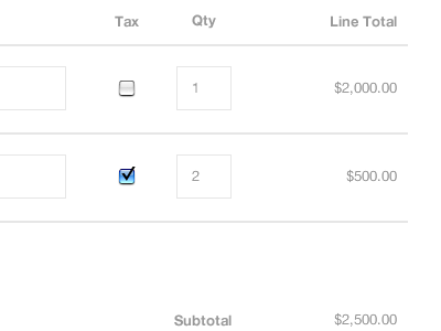 Line Items invoice item line quantity tax total