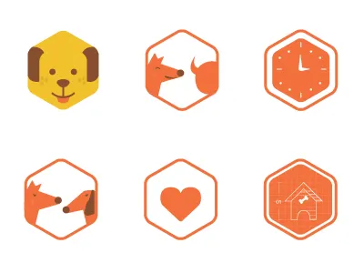 Dog Icons bright dogs friend hexagon icon