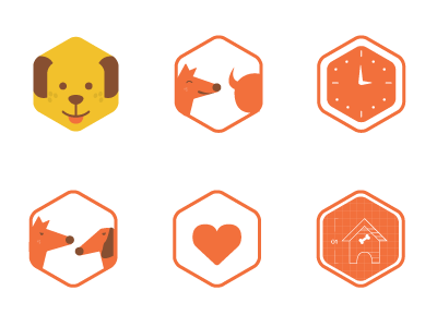 Dog Icons bright dogs friend hexagon icon