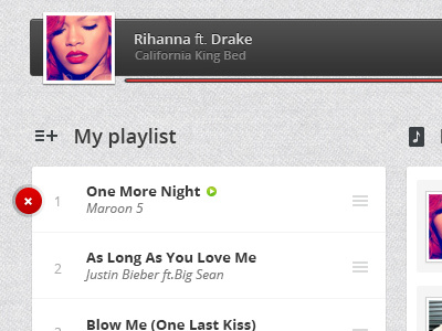 Playlist button clean dark elements equaliser libraries library light music pause play player playlist remove songs stop ui web