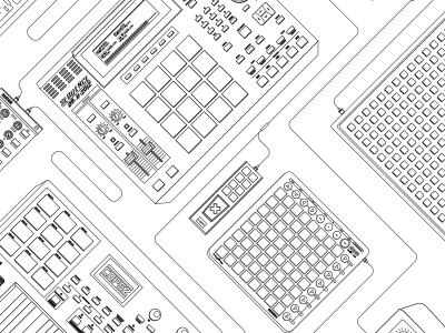 Mystery Poster Line Art (WIP) art black drum electronics line line art pad poster rebound update vector white wip wires x