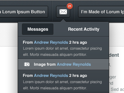 Dropdown button drop down icon mail menu notification notifications ui