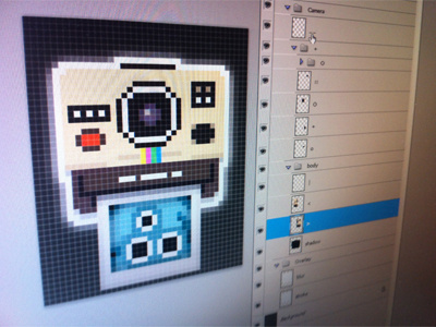 Photogotchi™ polaroid (work-in) 8bit camera creature icon photogotchi pixel ui