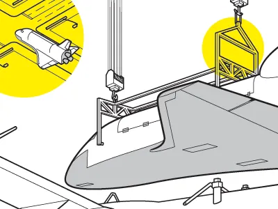 Endeavour illustration infographic lineart shuttle space technical