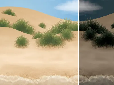Beach - Day & Night illustration illustrator tutorial vector