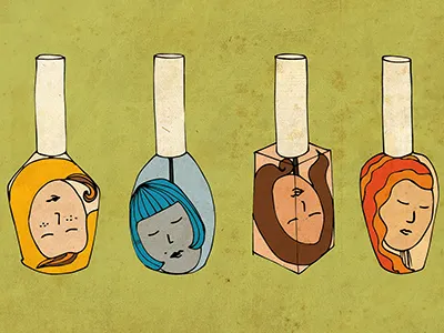 Some Girls Lives In A Nailpolish beautiful beauty cute drawing fashion funny girl illustration nailpolish sleeping vintage