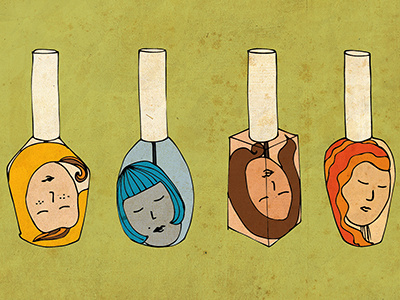 Some Girls Lives In A Nailpolish beautiful beauty cute drawing fashion funny girl illustration nailpolish sleeping vintage