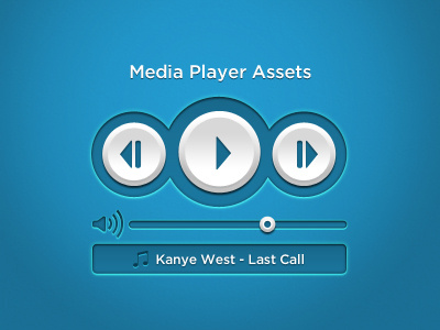 Media Player Assets button buttons media music player photoshop player ui