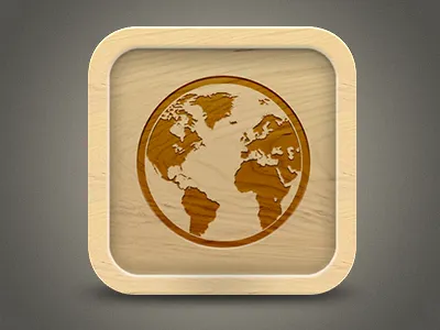 Languages Icon Experiment #2 app globe icon languages wood