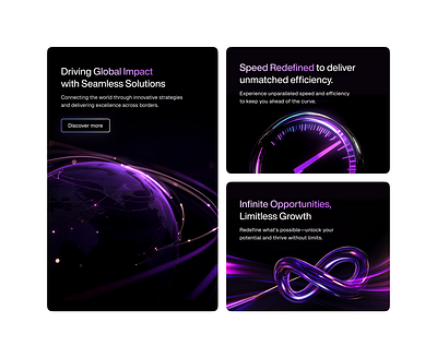 Lumina Labs – Bento Feature Cards Exploration ai black branding clean creative dark design graphic design illustration midjourney minimal purple ui