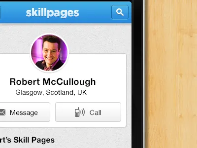 SkillPages Mobile blue call circle icons message mobile skillpages texture wood