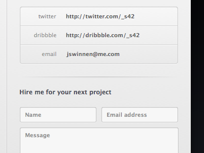 Contact information contact dark fields form input light portfolio simple