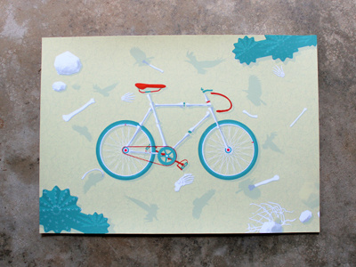 Artcrank Art Print bikes bones cactus desert skulls