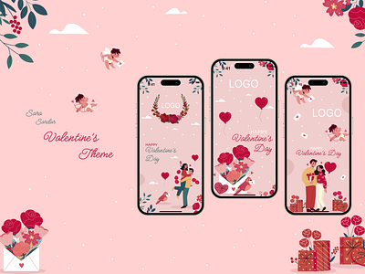 Thumbnails Splash screens mobile app for Valentin's Day 14 Feb branding design graphic design illustration logo mockup typography ui ux vector