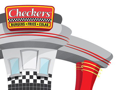 Checkers Building Illustration cartoon illustration vector