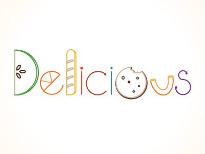 Delicious apple bread cookie food macaroni orange type typography