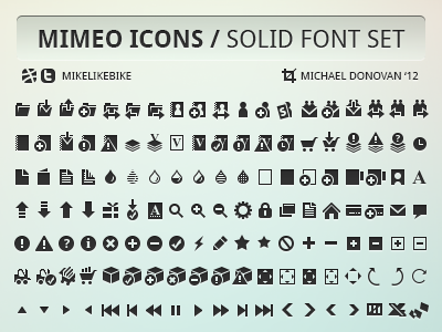 Mimeo Icons (Solid Font Set) font set iconography icons mimeo photoshop ui vector