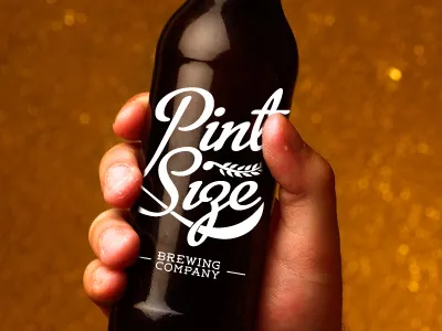 Pint Size beer drawn logo script type typography
