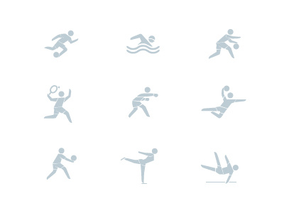 9 Sports Glyphs adobe basketball boxing football glyph gymnastics handball icon illustrator olympic pictogram simple skating soccer sport swimming tennis vector volleyball web