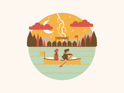 Mystery 34.6 canoe clouds dan kuhlken dkng icons lake moon nathan goldman stars trees vector water