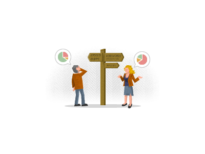 Quick illustration 50s muted myknowledgemap people signpost