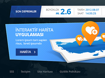 Map bar blue icon map news orange pin
