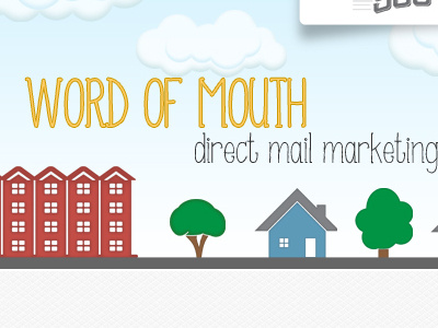 In Progress: Direct Mail Marketing website w/cartoon-like header buildings house icons illustration