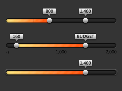 Dark Sliders counter dark interface orange slider ui